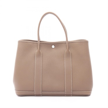 HERMES Garden party PM Tote hand Bag X 051559CK Negonda Etoupe Grey Used SHW