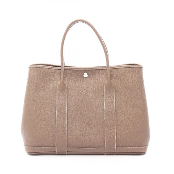 HERMES Garden party PM Tote hand Bag X 051559CK Negonda Etoupe Grey Used SHW