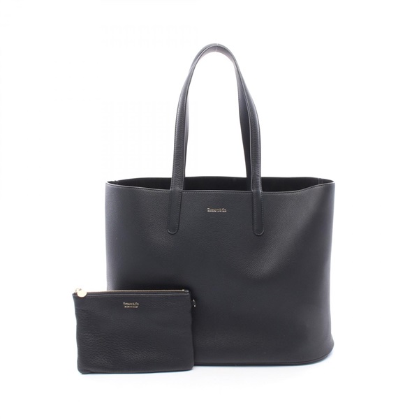 TIFFANY＆CO Shopping bag Tote shoulder Bag leather Black Used Women
