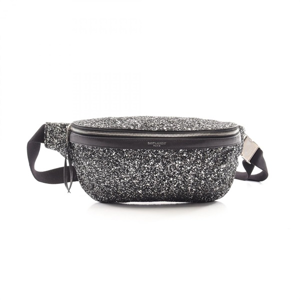 SAINT LAURENT PARIS Classic belt Waist bag 505671 leather Sequin Black Used