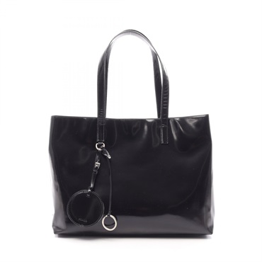 PRADA VERA SPORT Shoulder Tote Bag leather Black Used Women