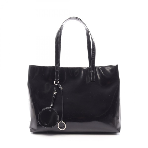 PRADA VERA SPORT Shoulder Tote Bag leather Black Used Women