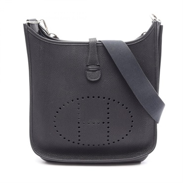 HERMES Evelyne 1 PM Shoulder Bag Togo leather Navy Blue indigo Used Women F SHW