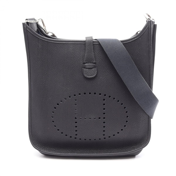 HERMES Evelyne 1 PM Shoulder Bag Togo leather Navy Blue indigo Used Women F SHW