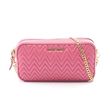 Miu Miu NAPPA IMPUNTURE Chain Shoulder Crossbody Bag 5DH039 leather Pink Used