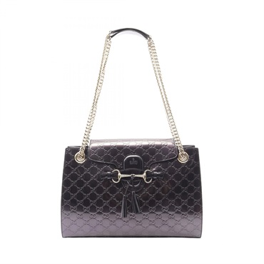 GUCCI EMILY Guccissima Chain Shoulder Handbag 295403 leather Purple Used Women