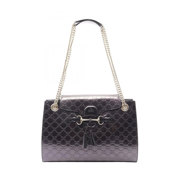 GUCCI EMILY Guccissima Chain Shoulder Handbag 295403 leather Purple Used Women