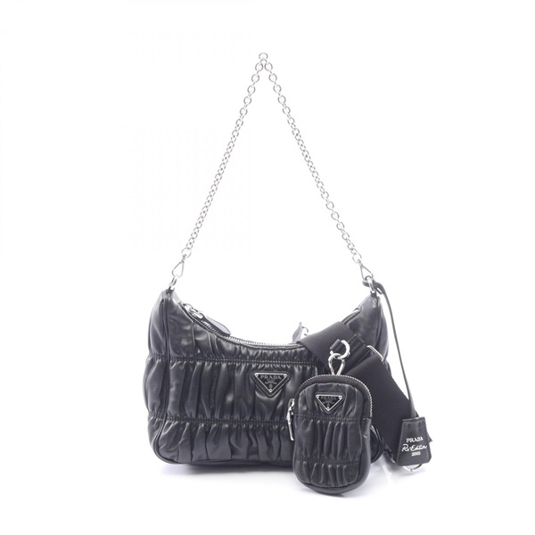 PRADA Re-Edition 2005 Chain Shoulder Bag 1BH204 leather Black Used SHW Women