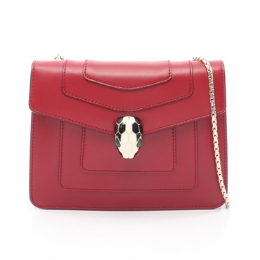 BVLGARI Serpenti Forever Chain Shoulder Bag leather Red Used Women