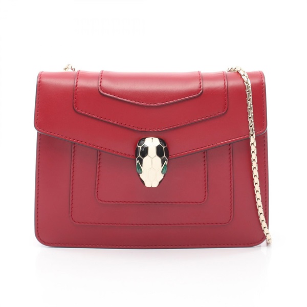 BVLGARI Serpenti Forever Chain Shoulder Bag leather Red Used Women