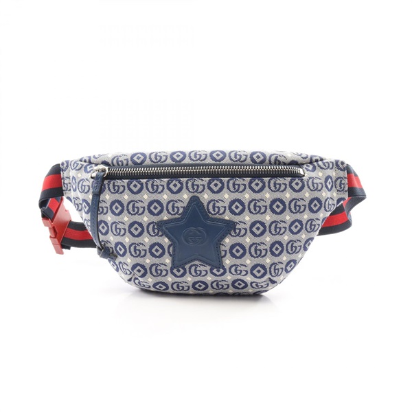 GUCCI Children's GG Logo Kids Waist Belt Bum Bag 502095 canvas leather Blue Used