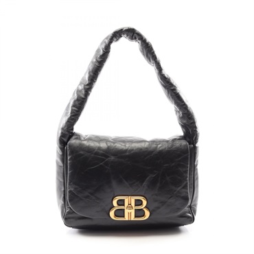 BALENCIAGA Monaco Sling Shoulder hand Bag 787896 leather Black Used Women