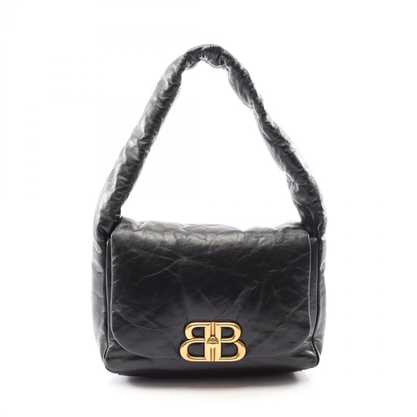 BALENCIAGA Monaco Sling Shoulder hand Bag 787896 leather Black Used Women