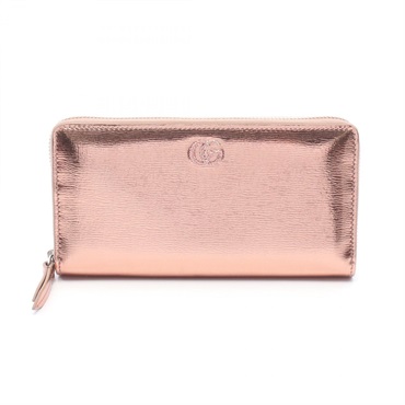 GUCCI Double G Bicolor Metallic Around zip long Wallet Purse 854696 leather Used