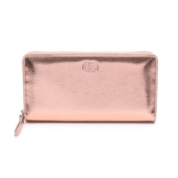GUCCI Double G Bicolor Metallic Around zip long Wallet Purse 854696 leather Used