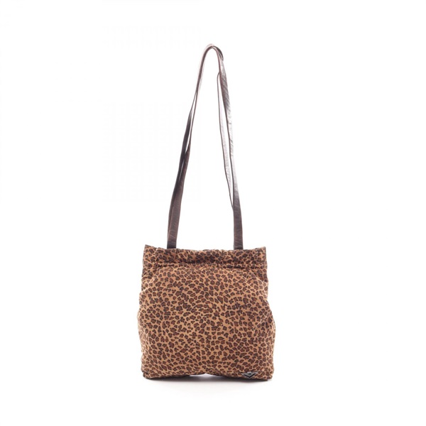 BOTTEGA VENETA Leopard Shoulder Bag 903468 Nylon leather Brown Used Women BV