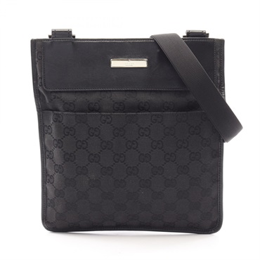 GUCCI GG canvas Shoulder Crossbody Bag 27639 canvas leather Black Used Women