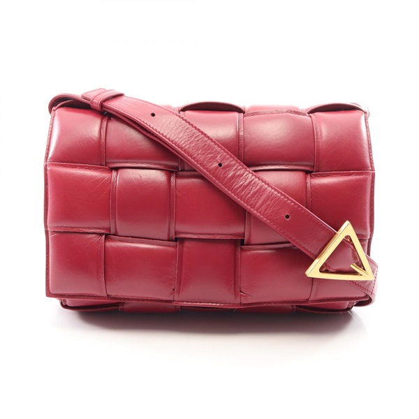 BOTTEGA VENETA Padded Cassette Intrecciato Shoulder Bag leather Bordeaux Used BV