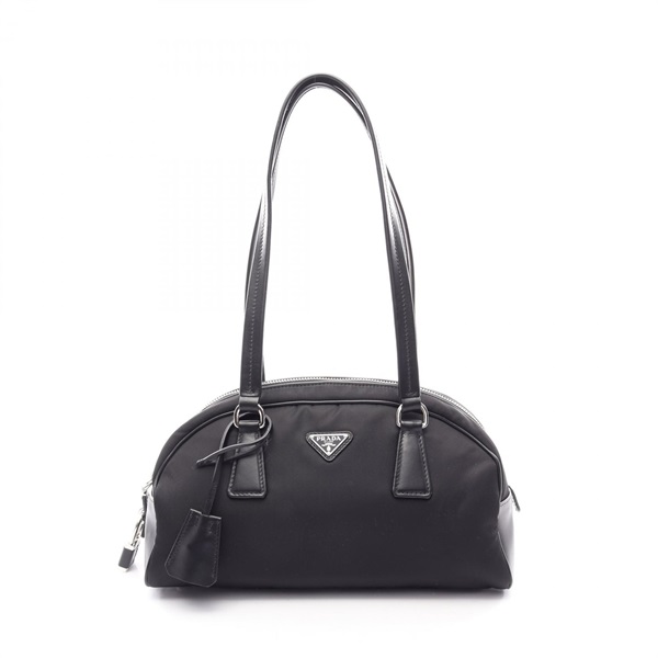 PRADA Shoulder Bag 1BB146 Nylon leather Black Used Women Logo