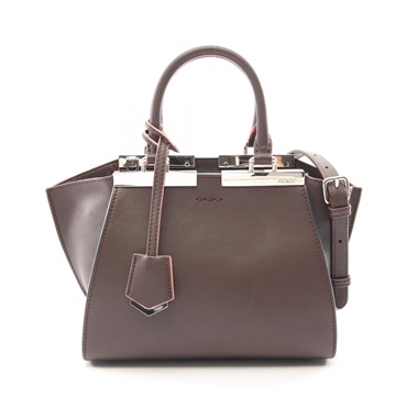 FENDI Mini Trois Jours 2WAY Shoulder Handbag 8BH333 leather Brown Used Women