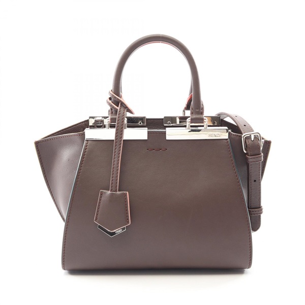 FENDI Mini Trois Jours 2WAY Shoulder Handbag 8BH333 leather Brown Used Women