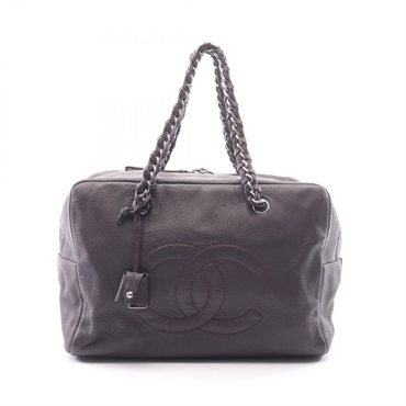 CHANEL Luxury line Chain Handbag leather Brown Used Women SHW CC Coco