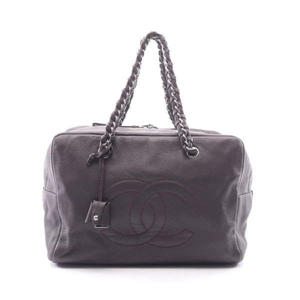 CHANEL Luxury line Chain Handbag leather Brown Used Women SHW CC Coco