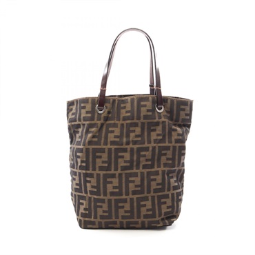 FENDI Zucca Tote Bag canvas leather Brown Used Women