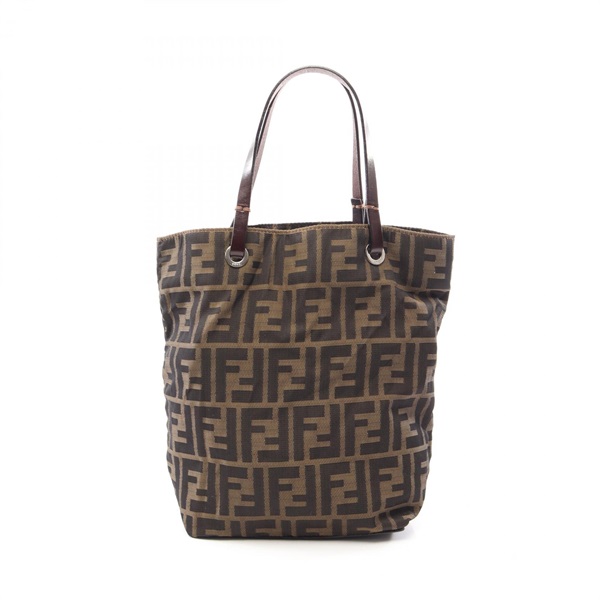 FENDI Zucca Tote Bag canvas leather Brown Used Women