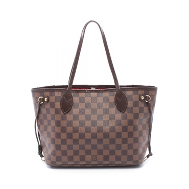 LOUIS VUITTON Neverfull PM Tote hand Bag N51109 Damier leather Ebene Used Women