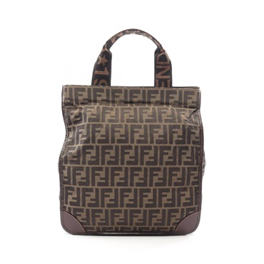 FENDI Zucca Folding Tote Bag 26555 canvas leather Brown Used Women