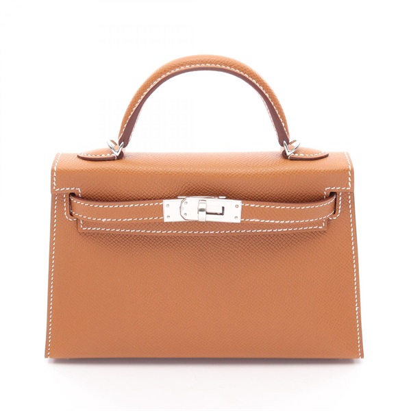 HERMES Mini Kelly 2 shoulder Handbag G Epsom leather Gold Women SHW