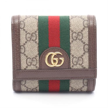 GUCCI Ophidia GG Supreme Sherry Line Bi-fold wallet 598662 leather Beige Brown