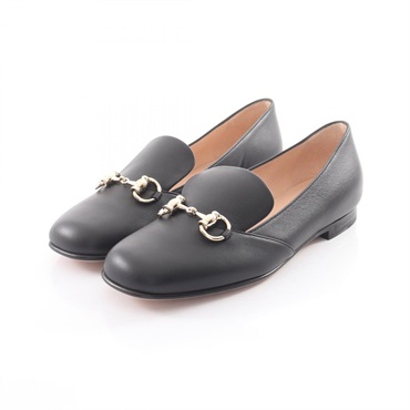 GUCCI Horsebit loafers 466702 leather Black #36 Used Women