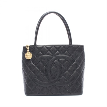 CHANEL Medallion Tote Shoulder Bag A01804 Grained Calf leather Black GHW Used CC
