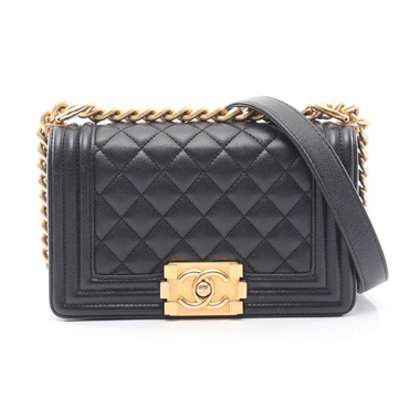 CHANEL Boy Chanel Small Chain Shoulder Handbag A67085 leather Black GHW Used CC