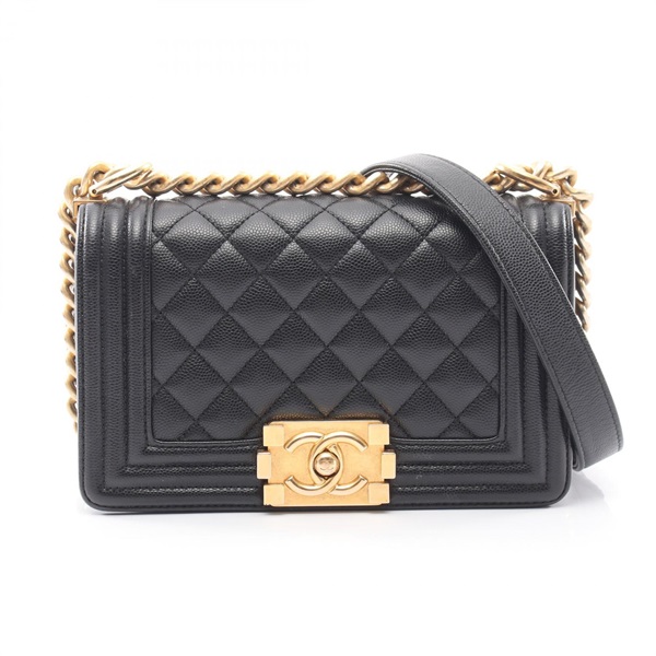 CHANEL Boy Chanel Small Chain Shoulder Handbag A67085 leather Black GHW Used CC