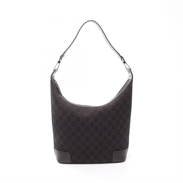GUCCI GG pattern Shoulder Bag 143744 canvas leather Brown Used Women
