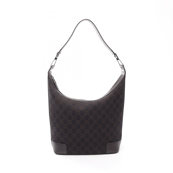GUCCI GG pattern Shoulder Bag 143744 canvas leather Brown Used Women
