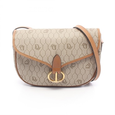 Christian Dior Honeycomb Shoulder Bag canvas leather Beige Brown Used
