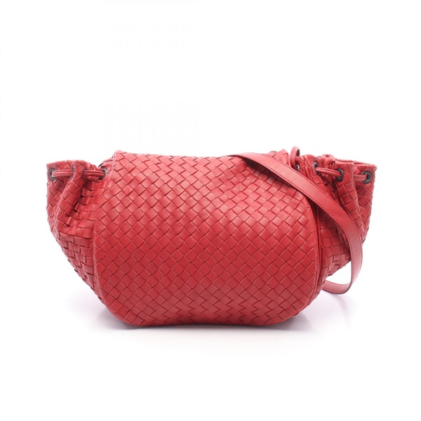 BOTTEGA VENETA Intrecciato Shoulder Bag leather Red Used Women BV