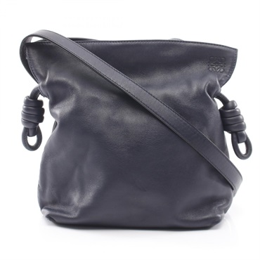 LOEWE flamenco clutch mini Shoulder Bag leather Navy Used Women