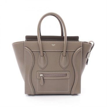 CELINE Luggage Micro Shopper Handbag 189793 leather Beige Used Women