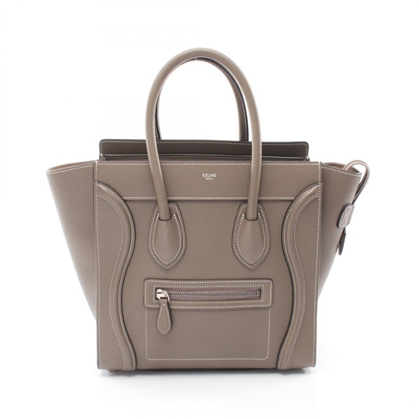 CELINE Luggage Micro Shopper Handbag 189793 leather Beige Used Women