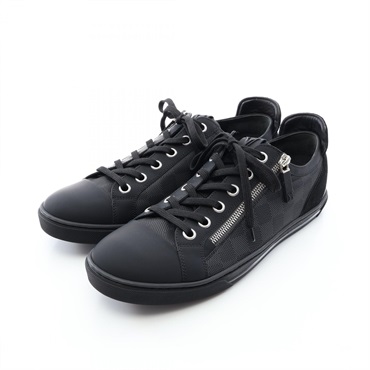 LOUIS VUITTON Adventure Side Zip sneakers shoes #9 Damier graphite rubber Black