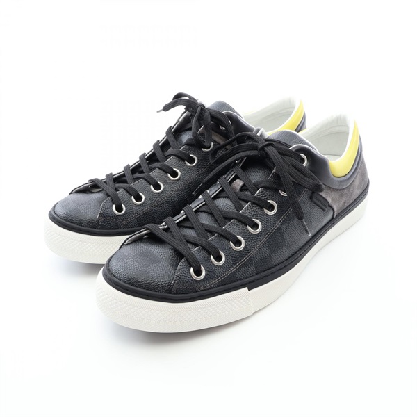 LOUIS VUITTON Damier Grafitte sneakers shoes #8.5 canvas Suede Black Gray mens