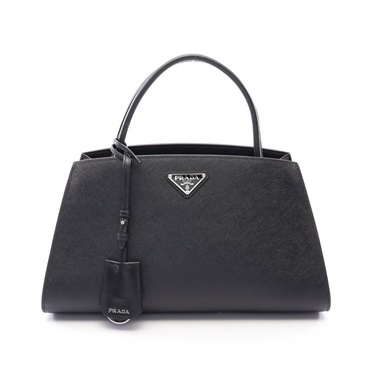 PRADA Triangle logo 2WAY Handbag Saffiano leather Black Used Women