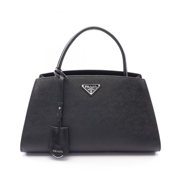 PRADA Triangle logo 2WAY Handbag Saffiano leather Black Used Women