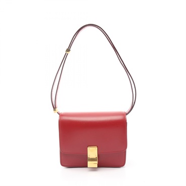 CELINE Classic box small Shoulder Bag leather Red Used Women GHW