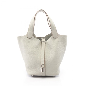 HERMES Picotin Lock PM Tote Handbag Clemence leather Pearl Grey SHW Used Women Y